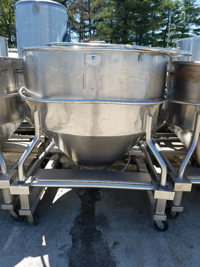 (2) Approx 45 cu.ft. Stainless Steel tote tank (~335 gal). Portable on wheels. 52